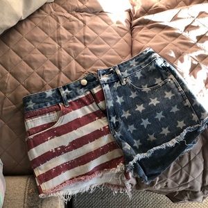 Size 26 American flag  jean shorts- worn once